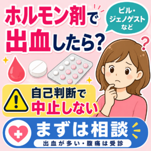 ホルモン剤を飲んでいるのに出血したら?|神楽坂の産婦人科・婦人科のアイキャッチ画像