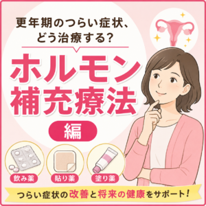 更年期のつらい症状、どう治療する？（ホルモン補充療法編）｜神楽坂の産婦人科・婦人科のアイキャッチ画像