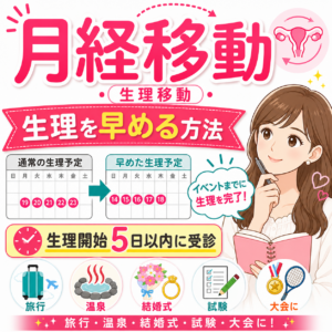 大切な予定と生理が重なりそう……月経移動(生理移動)という方法があります|神楽坂の産婦人科・婦人科のアイキャッチ画像
