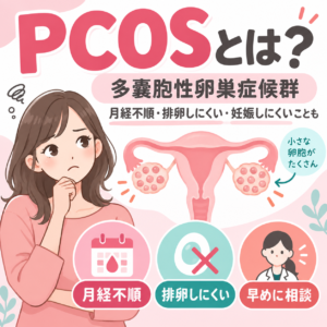 月経不順の原因の一つ、多嚢胞性卵巣症候群 PCOS とは｜神楽坂の産婦人科・婦人科のアイキャッチ画像